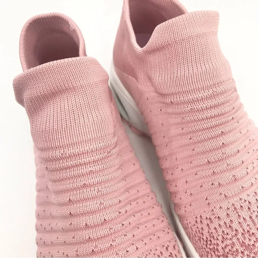 STQ Pink Gradient Air Cushion Speckled Knit Sock Athletic Walking Sneakers